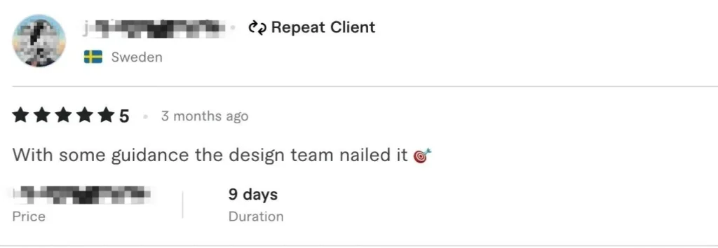5-star client review from Sweden - With some guidance the design team nailed it from repeat client